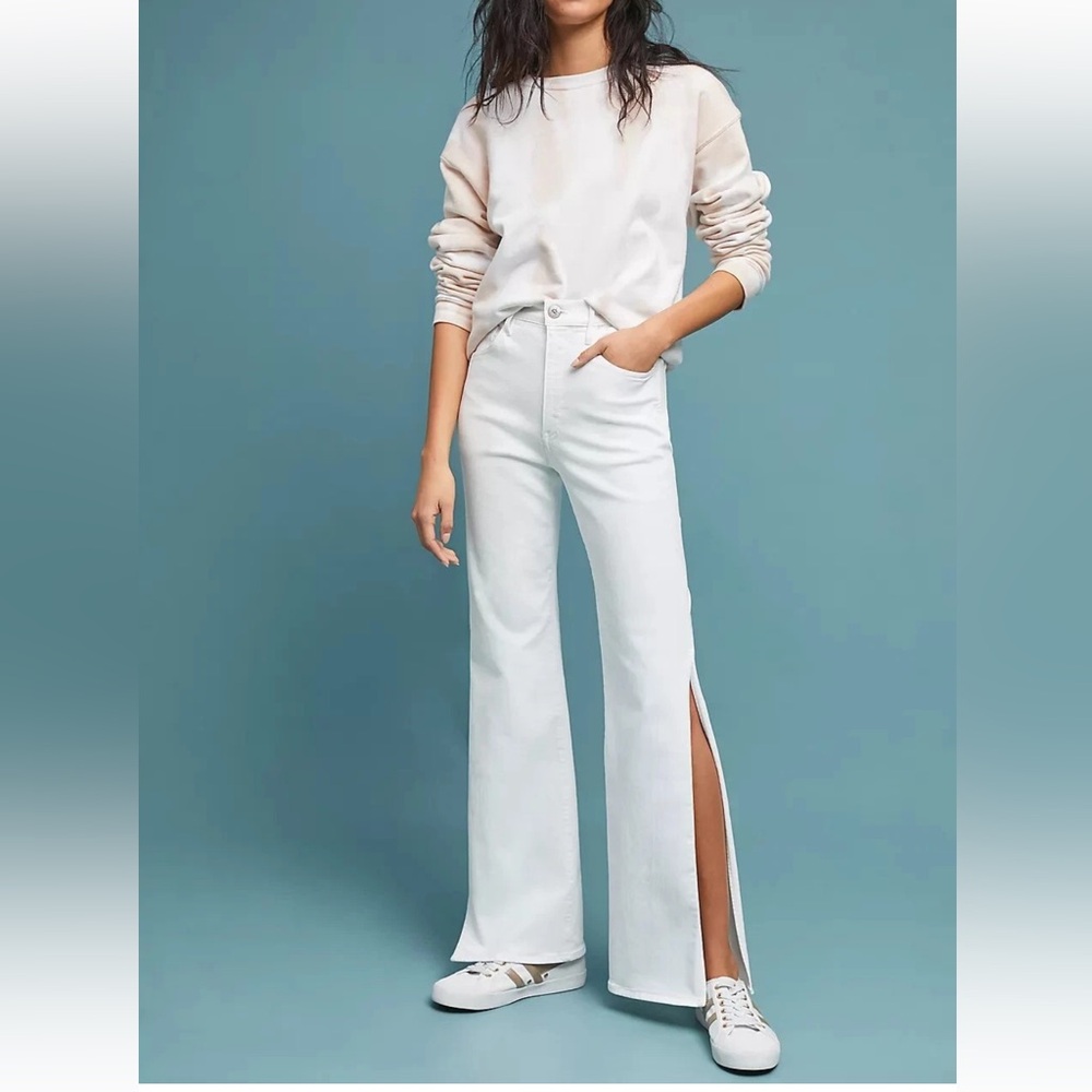 NWT 3X1 Adeline High-Rise Split Flare White Denim Jeans Size 24